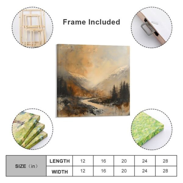 an abstract painting of mountains trees and snow - Image 2
