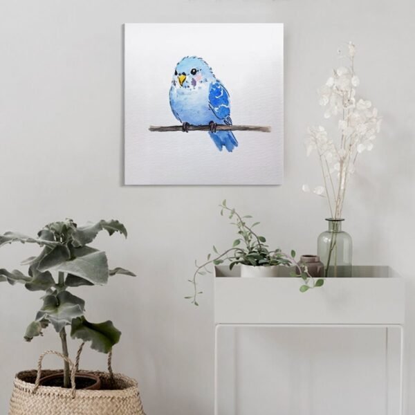 A simple doodle of a blue budgie drawn with watercolor - Image 4
