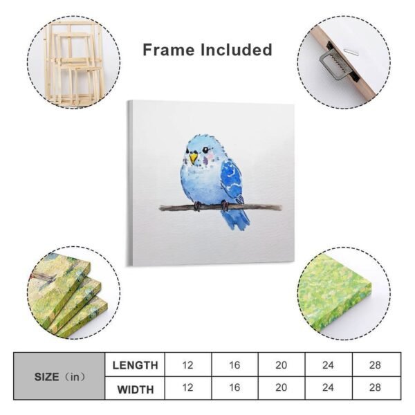 A simple doodle of a blue budgie drawn with watercolor - Image 2