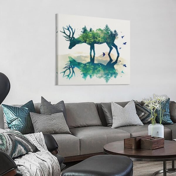 Calligraphy A deer with trees - Image 3