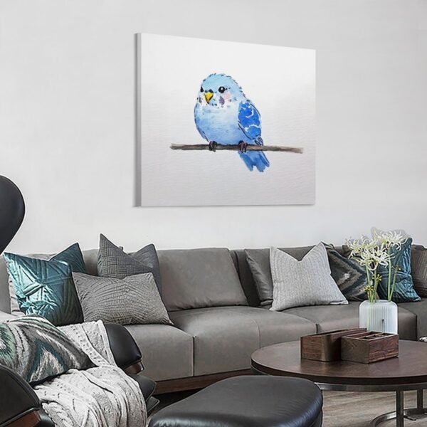 A simple doodle of a blue budgie drawn with watercolor - Image 3