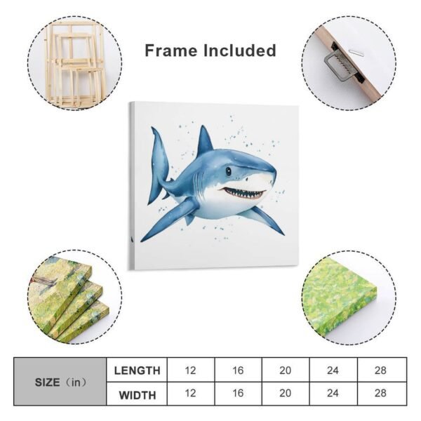 A cute cartoon watercolor shark painted in blue - Image 2