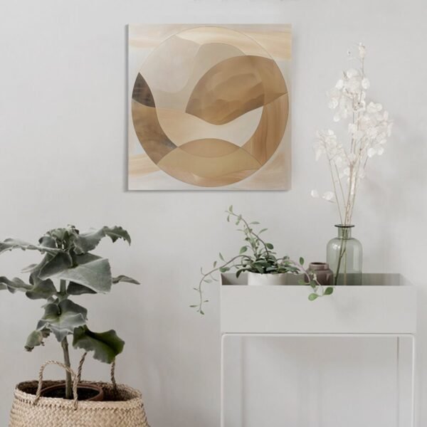 An abstract painting of beige and tan colors - Image 4