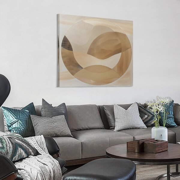 An abstract painting of beige and tan colors - Image 3