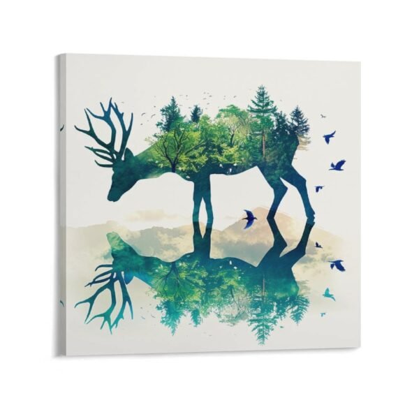 Calligraphy A deer with trees