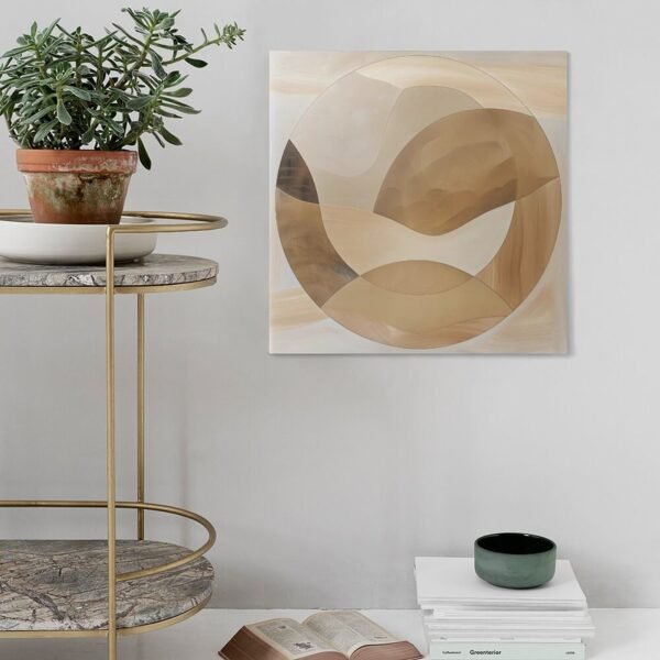 An abstract painting of beige and tan colors - Image 5
